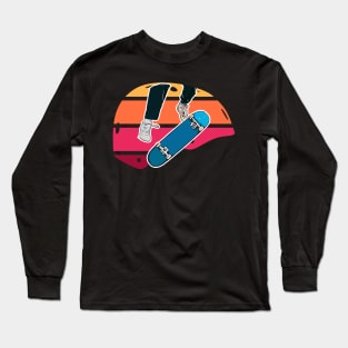 Colorful Retro Skateboard Helmet with Kickflip Long Sleeve T-Shirt